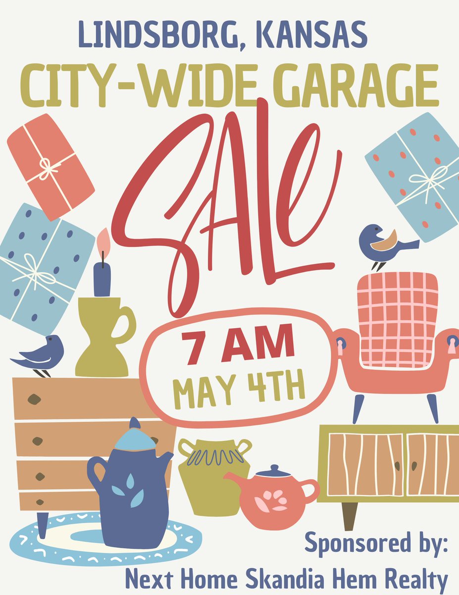 𝟑𝟖 listings-->Citywide Garage Sale map! Map found only at American Legion Post 140 along with a breakfast burrito for energy & strength! The Legion will be ready for you at 6:30am, Sat, May 4 #ToTheStarsKS #Lindsborg