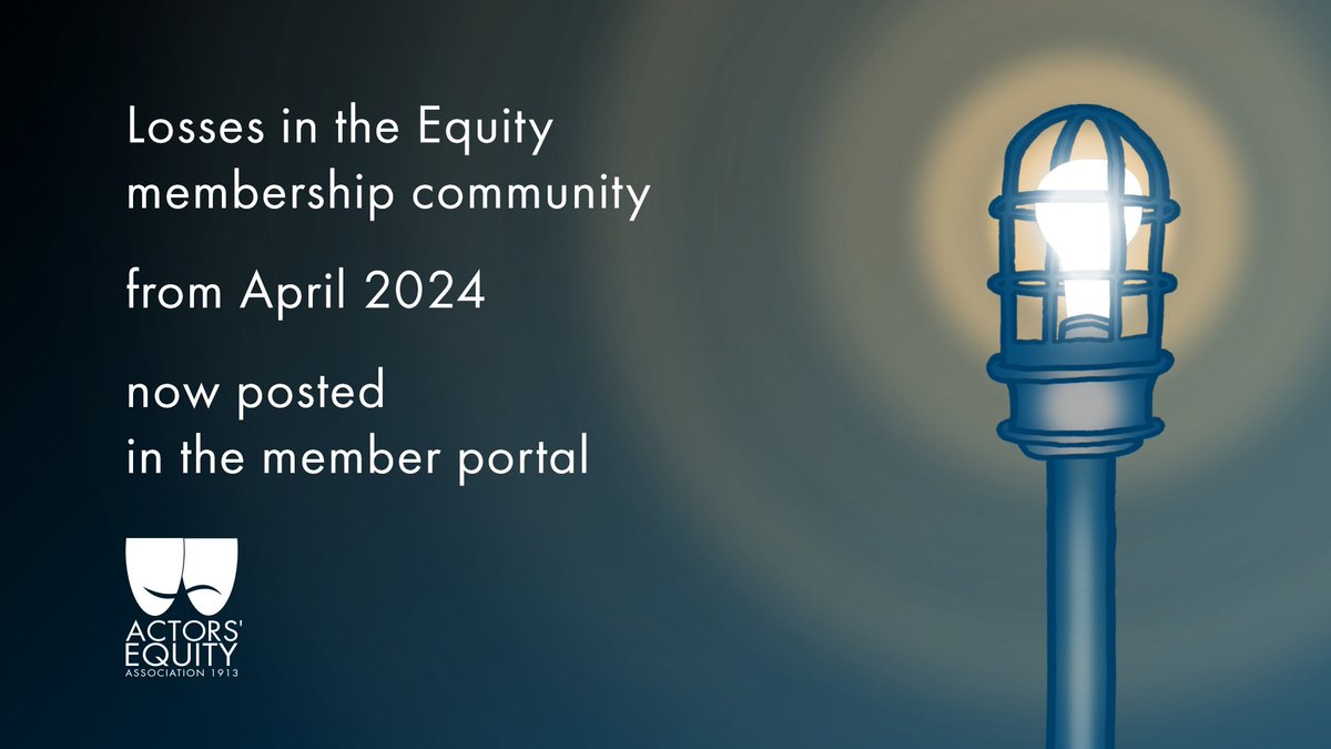 Each month, Equity shares the names of recently deceased members in order to honor their passing and pay our respects. You may read about the losses in our community reported to Equity for February 2024 on the member portal. members.actorsequity.org/newsandevents/…