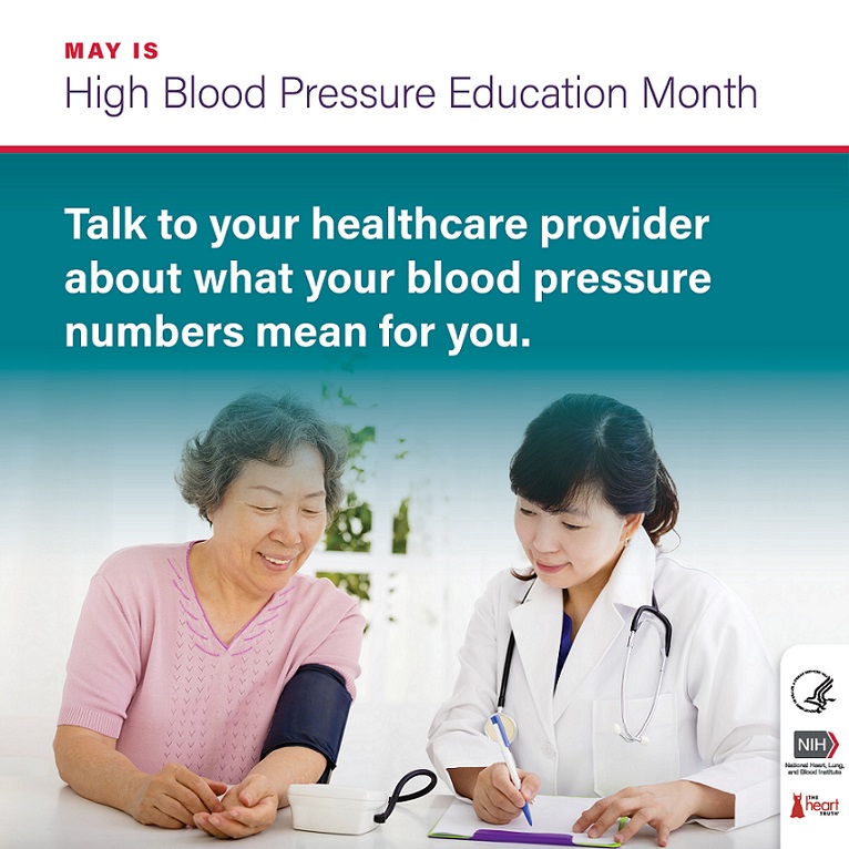 May is #HighBloodPressureMonth! Talk to your healthcare provider about what your numbers mean for you at every visit. Check out this fact sheet for common blood pressure terms to know and questions to ask your doctor about your heart health: nhlbi.nih.gov/resources/hear…