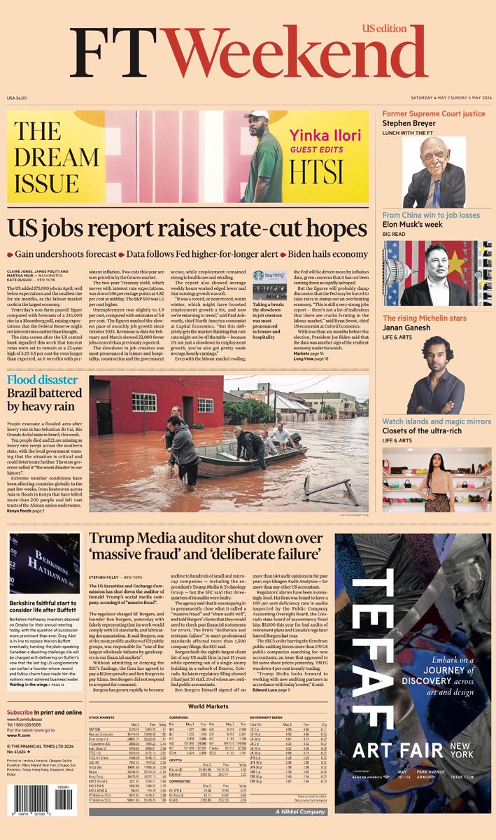 Introducing #TomorrowsPapersToday from:

#FT International 

Flood disaster 

Check out tscnewschannel.com/2024/04/28/tom… for a full range of newspapers.

#buyanewspaper  #TomorrowsPapersToday #buyapaper #pressfreedom #journalism