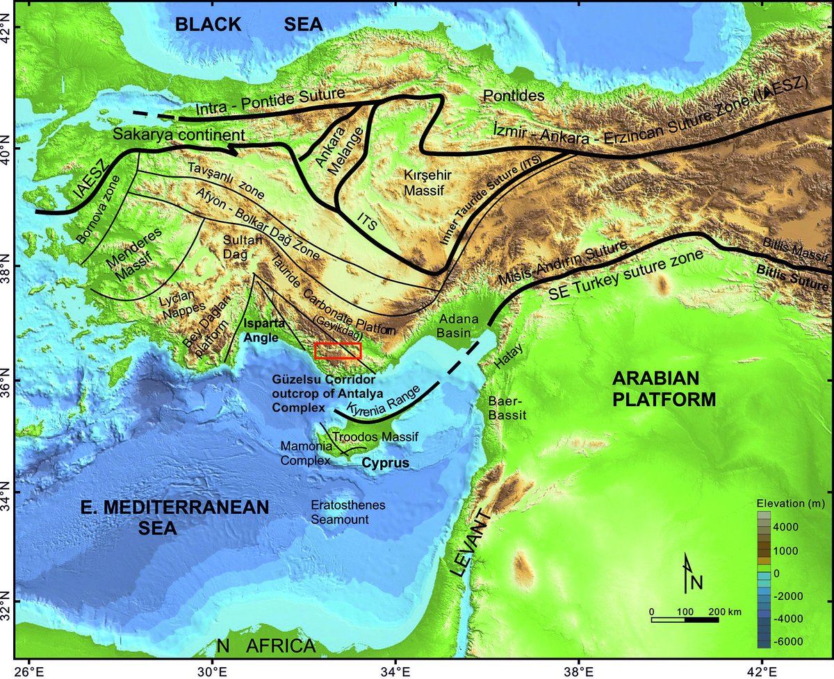 A team of int'l geoscientists recently examined evidence from the Antalya Complex which revealed lower Palaeozoic-Paleogene geological development of a deep-water rift system. Learn more in Earth-Science Reviews: tinyurl.com/3d3nyf5n #RiftBasin #Geoscience #GeologyRocks