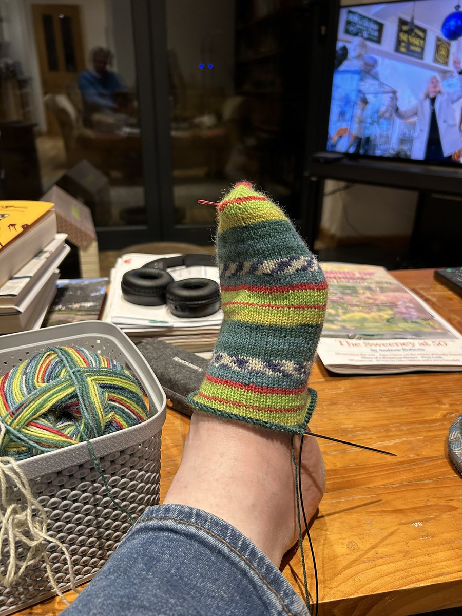 So, @sukylady3 is knitting me socks. Looking good so far.