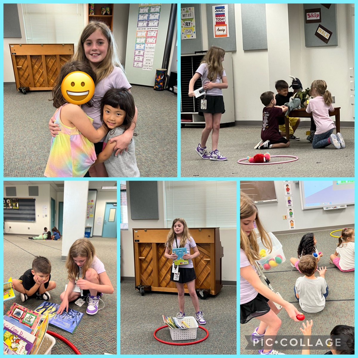 Our 5th grade auction winner for “Music Teacher of the Day” worked extra hard today! She led our call &amp; response songs, passed out instruments, set up &amp; introduced centers for the primary grades, helped read to some of the Kinder kids, &amp; snuck in a few hugs from PreK. #hayeshawks