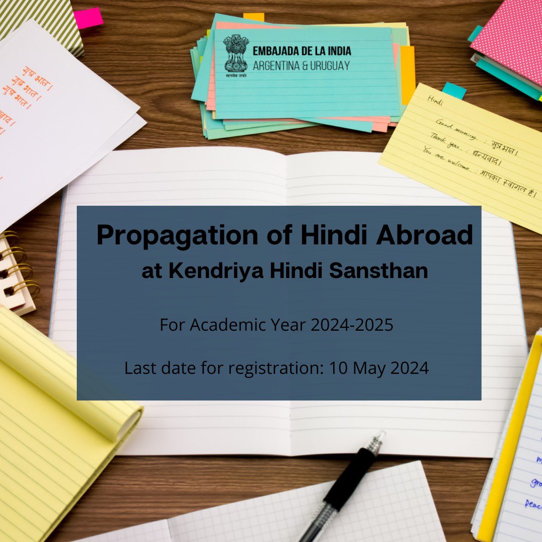 Scholarship Announcement: Kendriya Hindi Sansthan is inviting application under the scheme of 'Propagation of Hindi Abroad', for the academic session 2024-25. Last date for submission of applications is 10.05.2024 To know more 👉 bit.ly/hindiabroad2425 @dineshbhatia…