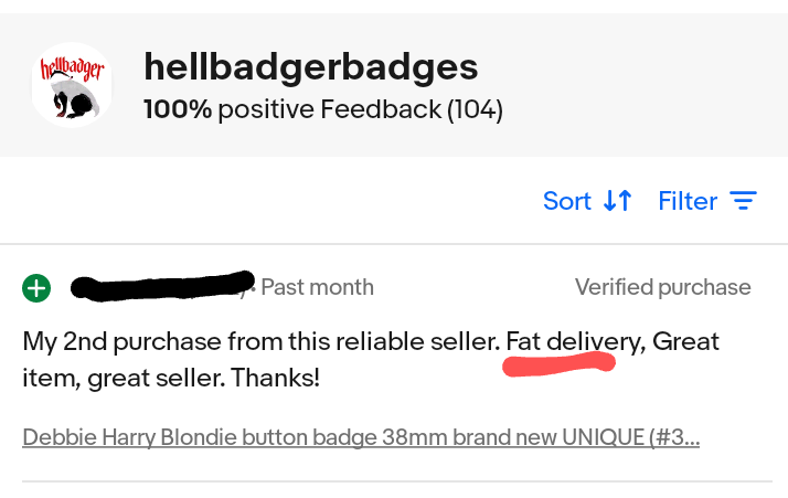 Small landmark but I have just broken the 100 mark for feedback. That said I've sold nearly double that but not everyone leaves feedback 😋 It's always nice to receive positive feedback but please note I have never delivered fat 😄