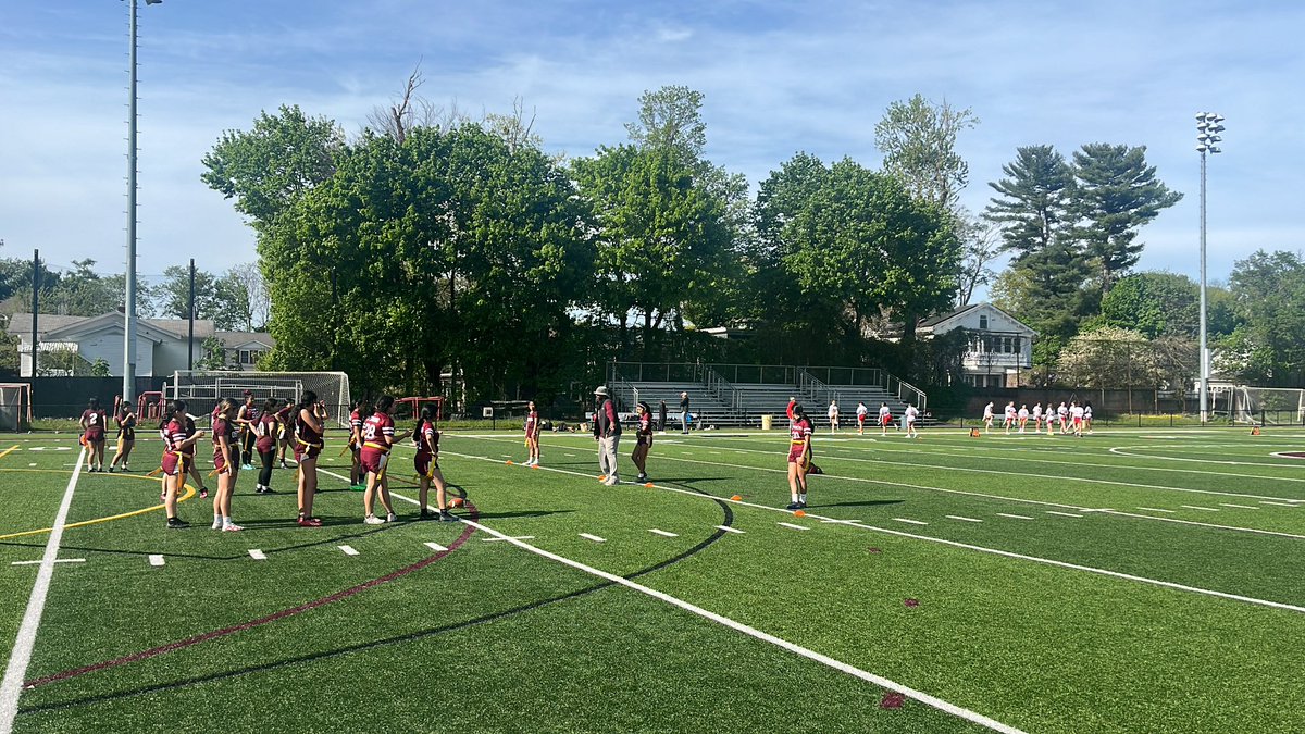 Girls Varsity Flag Football is set to start vs Somers 🏈 Let’s go O! #OPride