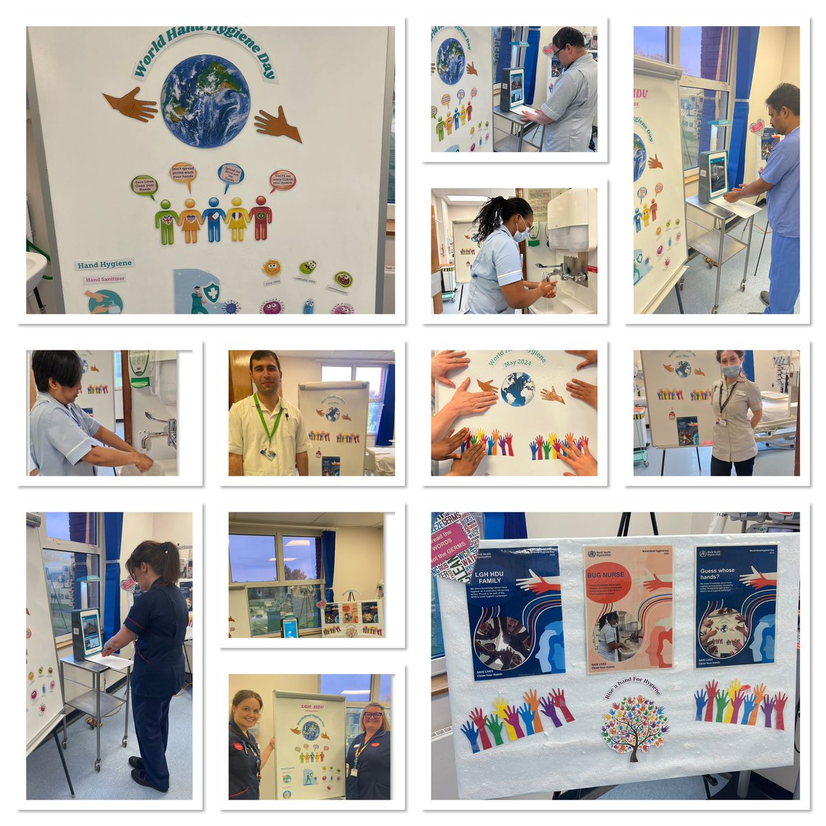 Getting ready for World Hand Hygiene day on HDU! A big shout out and thank you to our brilliant IP link team for putting this together!! So good to see all staff getting involved! @SianieD83 @SharonWICU @JasonHofN @JudeB86 @uhl_IPteam #HandHygiene