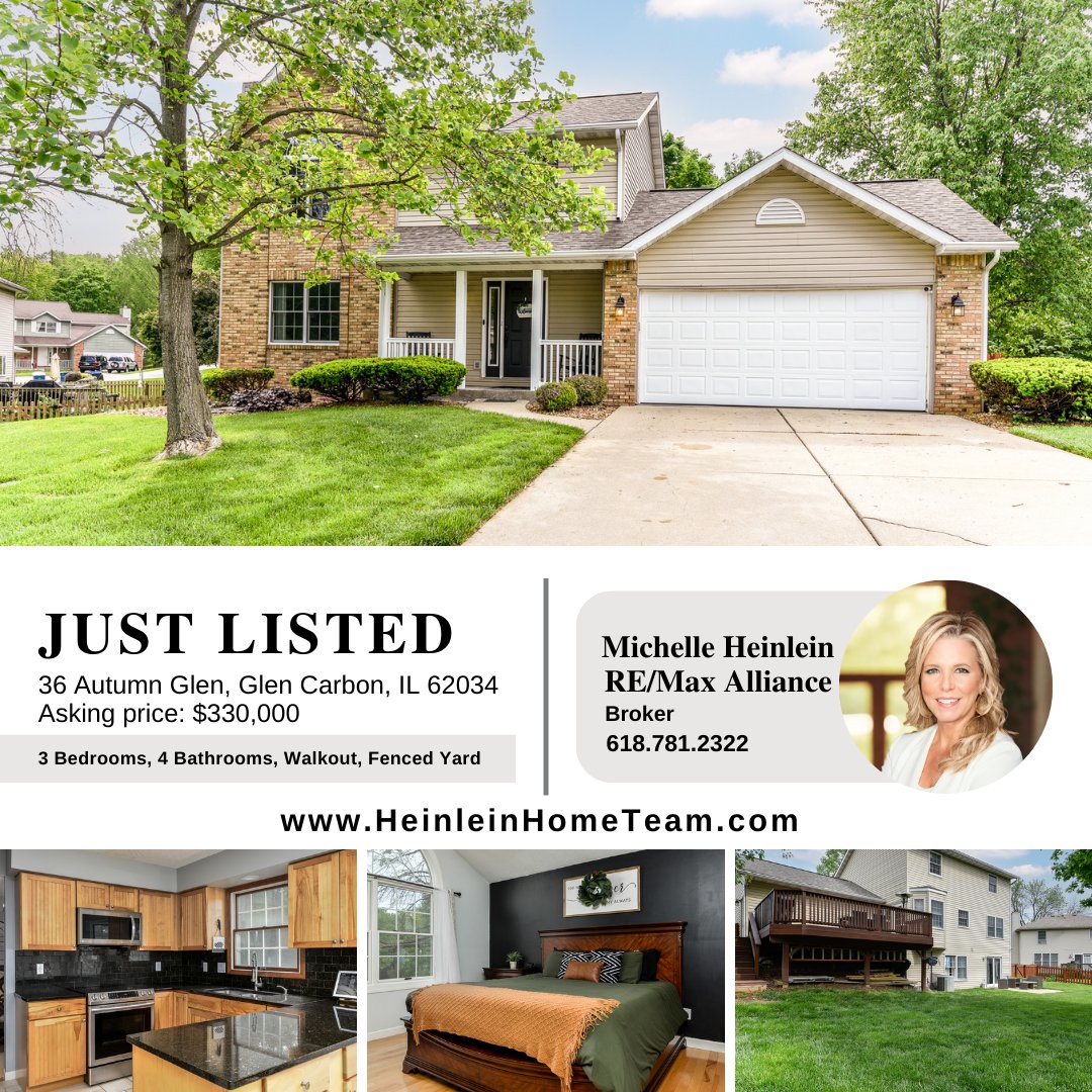 #JustListed in #GlenCarbonIL. A must see before it's gone. Call your favorite #Realtor today to view this one in person.
#realestate #HeinleinHomeTeam #remax #homeselling #homebuying #homesforsale