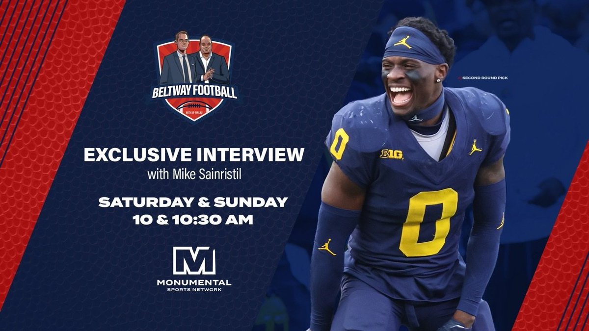 Calling #RaiseHail nation 🗣️🗣️🗣️ A special guest stops by this weekend's @BeltwayFootball show! Second round pick @MikeSainristil joins @JPFinlayNBCS & @Mitch_Tischler to discuss being drafted by the @Commanders on a brand new episode debuting tomorrow at 10:00 am on MNMT 📺