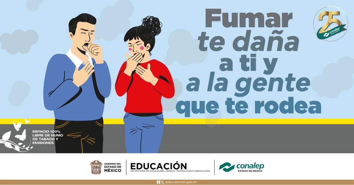 Juntos protegemos la salud de nuestra comunidad escolar de los efectos nocivos del tabaco. 🚭

Respetemos los derechos de los no fumadores a vivir y convivir en espacios 100% libres de humo de tabaco🌬️🍃

#EspaciosSinHumo #VidaSana

#25AñosApasionadamente
#ApasionadamenteCONALEP