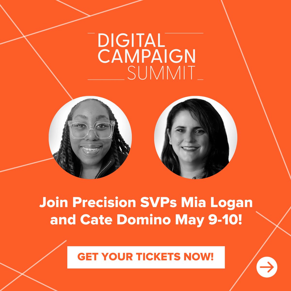 Next week, Precision Senior Vice Presidents Mia Logan and @CateDomino will take the stage at the @C_and_E 2024 Digital Campaign Summit, joining the industry’s best to discuss the latest in digital content strategy. Get your tickets here: digitalcampaignsummit.com