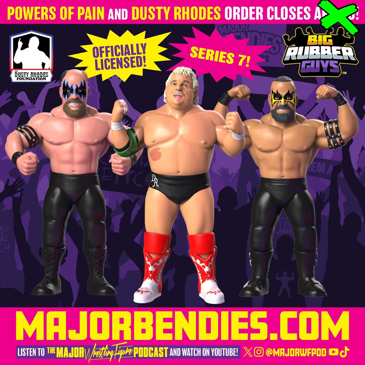 Today is your LAST DAY to order from MajorBendies.com! Take a look at these Unfinished Prototype #BigRubberGuys alongside some of our previous releases! Get your Powers of Pain and Dusty Rhodes before they hit the very expensive secondary market! #ScratchThatFigureItch