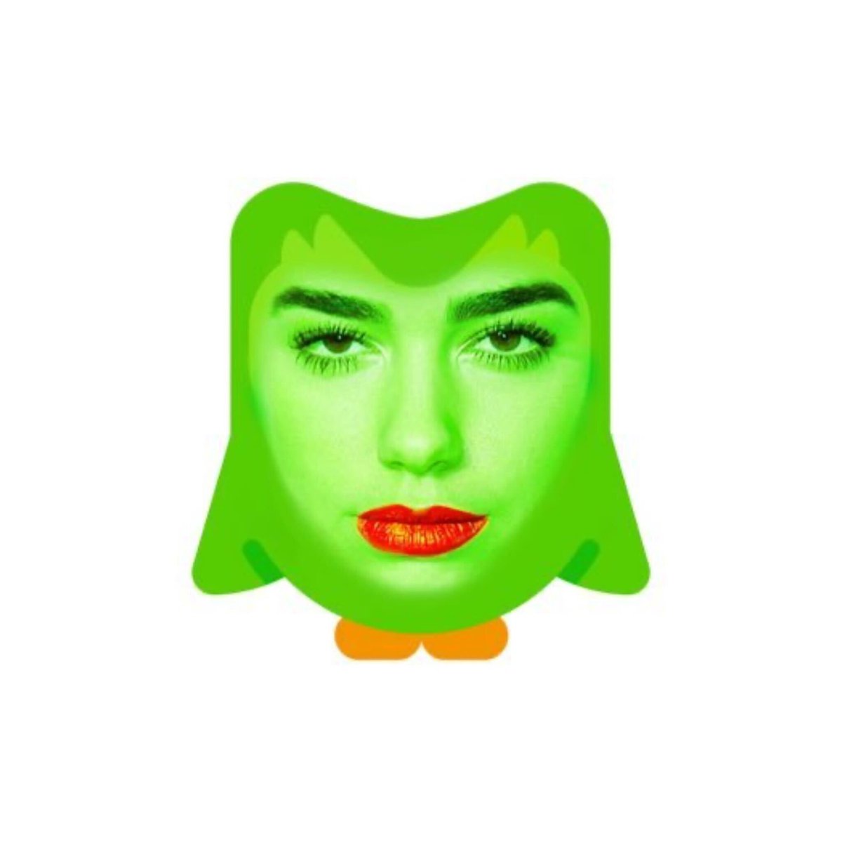 Dil öğrenme uygulamaları üreten Duolingo, profil fotoğrafını değiştirerek ikonik baykuşun yüzüne Dua Lipa'yı koydu.