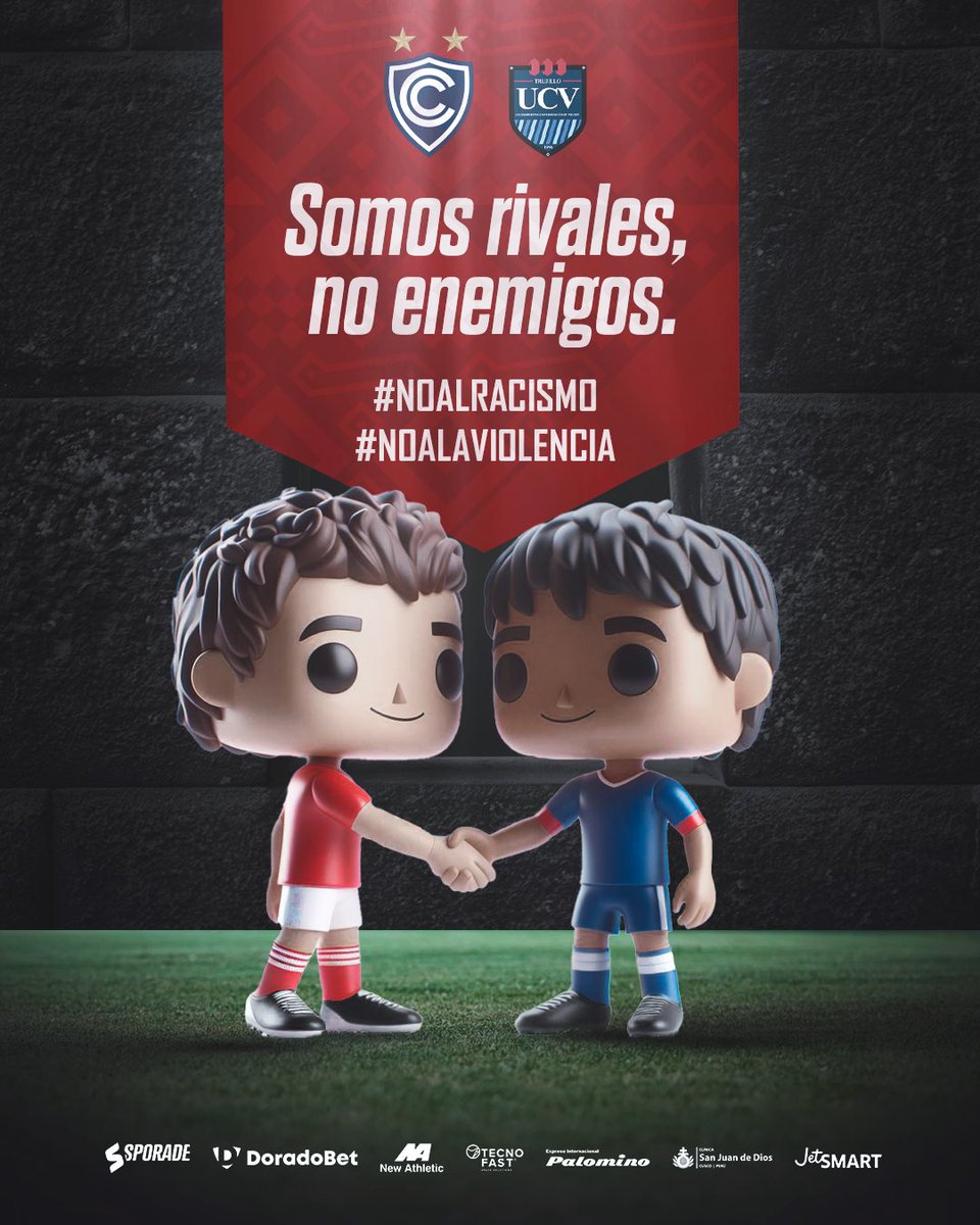 📣 Promovamos la tolerancia y el respeto en el fútbol, rechazando actos racistas y condenando cualquier forma de violencia.
¡𝗦𝗢𝗠𝗢𝗦 𝗥𝗜𝗩𝗔𝗟𝗘𝗦, 𝗡𝗢 𝗘𝗡𝗘𝗠𝗜𝗚𝗢𝗦! ⚽🫂

#Cienciano 🫱🏻‍🫲🏼 @clubucv 

#noalaviolencia
#noalracismo