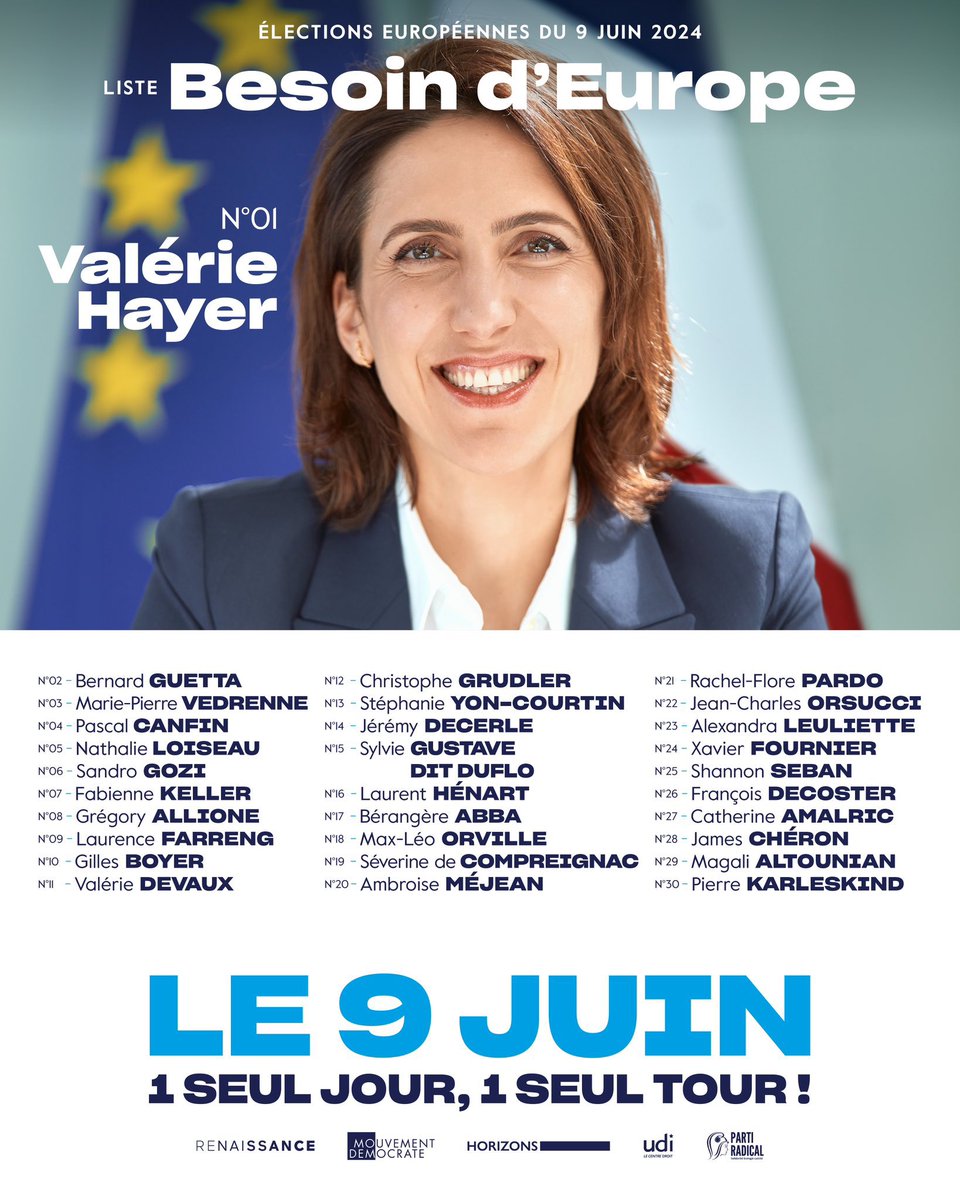 Honorée de figurer dans le top 30 de la liste @BesoindEurope, aux côtés de @ValerieHayer, pour représenter la @VilledeNice et @MaRegionSud. 

Ensemble, faisons gagner une Europe de proximité. 

🗳️ Le 9 juin, un seul tour, un seul vote !