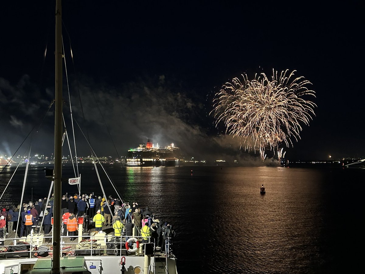 Cunard’s brand new ship Queen Anne departing Southampton this evening on her maiden voyage!