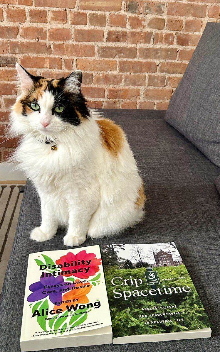 Stoked to have gotten my hands on two new, highly anticipated, disability studies books: @PriceMargaret’s Crip Spacetime (@DukePress) & @SFdirewolf’s Disability Intimacy (@vintagebooks)! Let the summer reading season begin 📚✌️Shangela is obviously excited too 😻 #CripTheVote