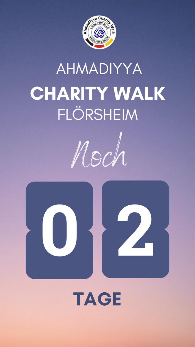 Nur noch 2 Tage bis zu unserem Charitywalk! Jeder Schritt zählt für einen guten Zweck. Lasst uns gemeinsam helfen und Spenden sammeln, um Leben zu verändern! Melde dich jetzt an und sei Teil dieser bewegenden Aktion! ahmadiyya-floersheim.de/anmeldung/
#CharityWalk #Flörsheim #GemeinsamStark
