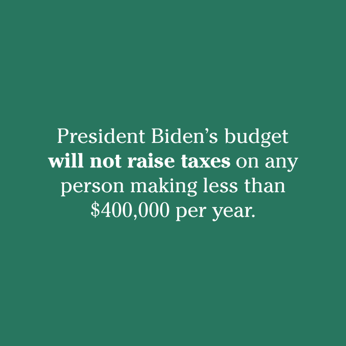 Under President Biden’s tax plan, nobody earning less than $400,000 a year will pay more in taxes. Trump is going to give another tax break to his billionaire buddies.