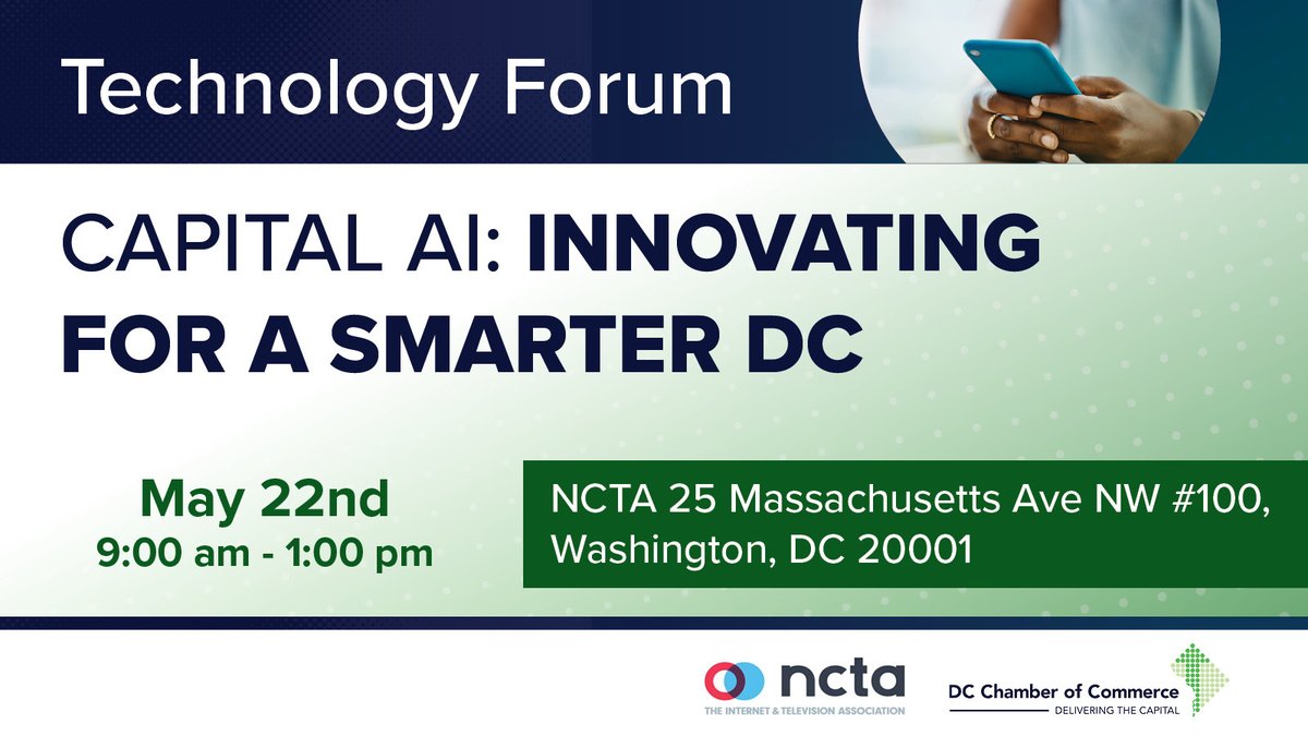 Interested in how Artificial Intelligence and technology are impacting the business landscape as we know it? Join our upcoming Technology Forum Capital AI: Innovating for a Smarter DC! Hosted May 22 at the NCTA building from 9 AM - 2 PM. Register: bit.ly/4dsbkiy