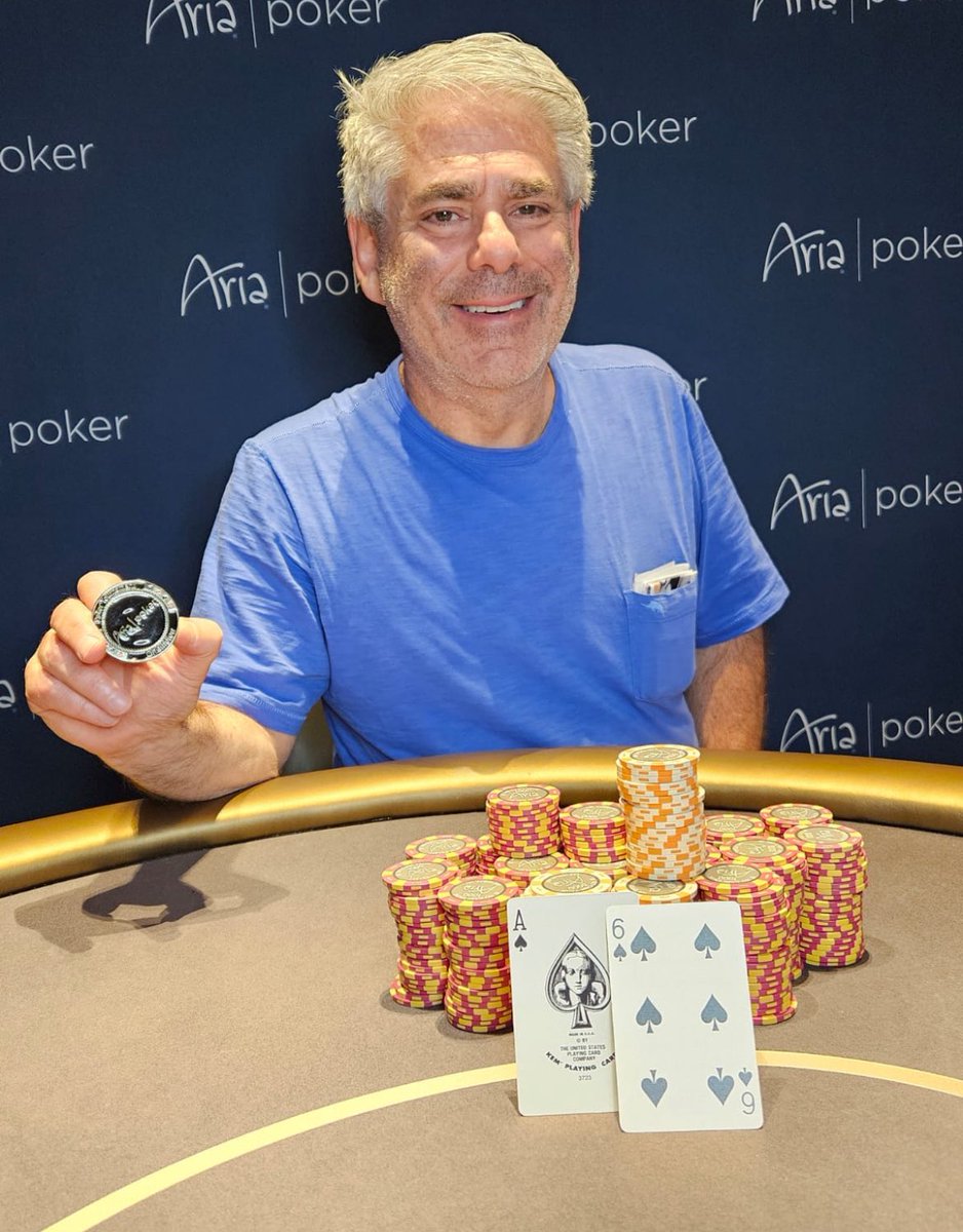 With 40 entries creating a $5K prize pool, it was James Greenblatt (Portland, OR) coming out on top of a three-way chop for the win in our $160 NLH on April 30th! For his efforts, James walked away with $1,582 and the ARIA Winner’s Coin!