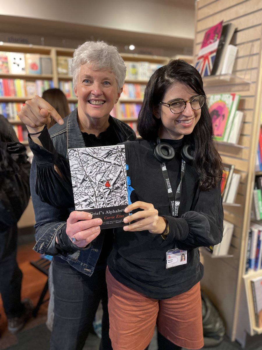 A beautiful & moving reading by @Carrie_Etter of Grief's Alphabet to a sold out audience of friends, colleagues & fans (these categories frequently overlap), including @NoreenMasud & @MimiThebo. 📕🖤@SerenBooks @bookhaus2 @UoBrisEnglish