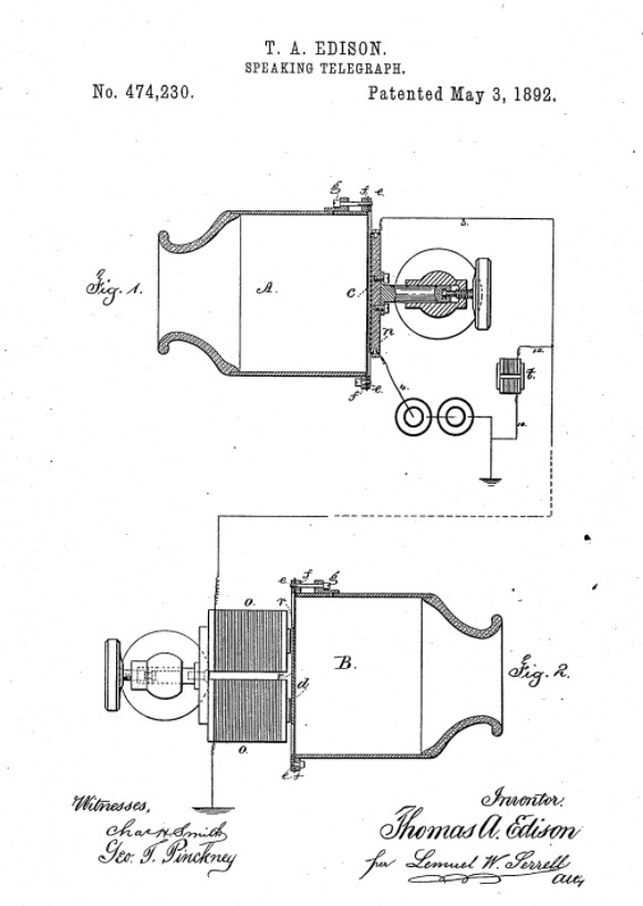 On this date in #innovation history: Thomas Edison receives a #patent in 1892 for his #invention of a “speaking telegraph,” adding a carbon transmitter to Alexander Graham Bell’s telephone. This improvement becomes universal in all telephones. #PatentsMatter @uspto @ATT @AjitPai