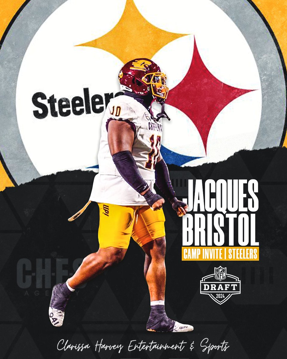 Excited to announce that Jacques Bristol @Floridaboy_6, DT, @CMU_Football accepted an invitation to attend the @Steelers Rookie Mini Camp! 👏🏽 #FireUpChips x #HereWeGo