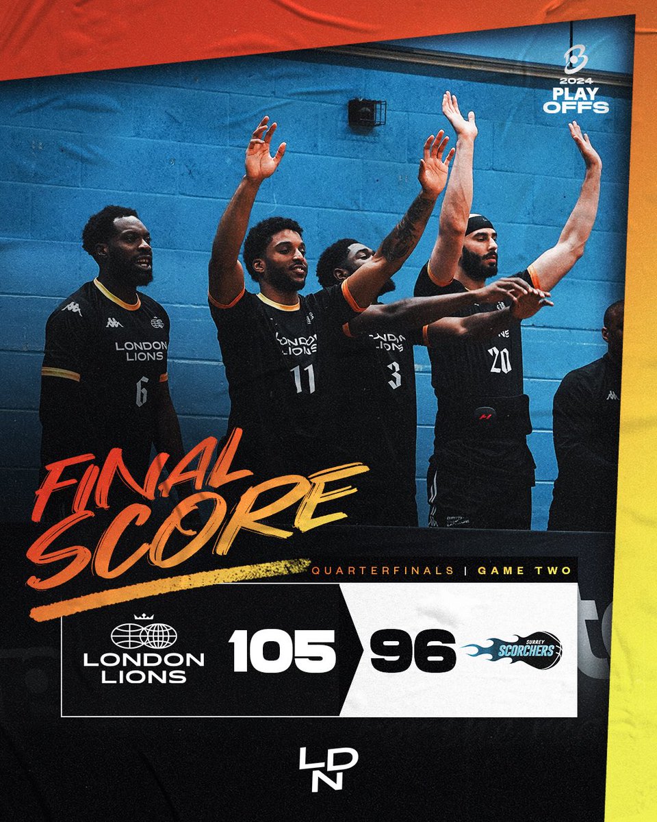 SEMIFINAL SPOT LOCKED IN 🔒

We will face the @NewcastleEagle next week!

Tickets are ON SALE NOW! 🎟️

🏆 @britishbasketm semifinals, game 2
🆚 @NewcastleEagle 
📆 Sunday 12th May
📍 @CopperBoxArena 
⏰ 1:35pm

#WeAreLondon #DefendOurCrown