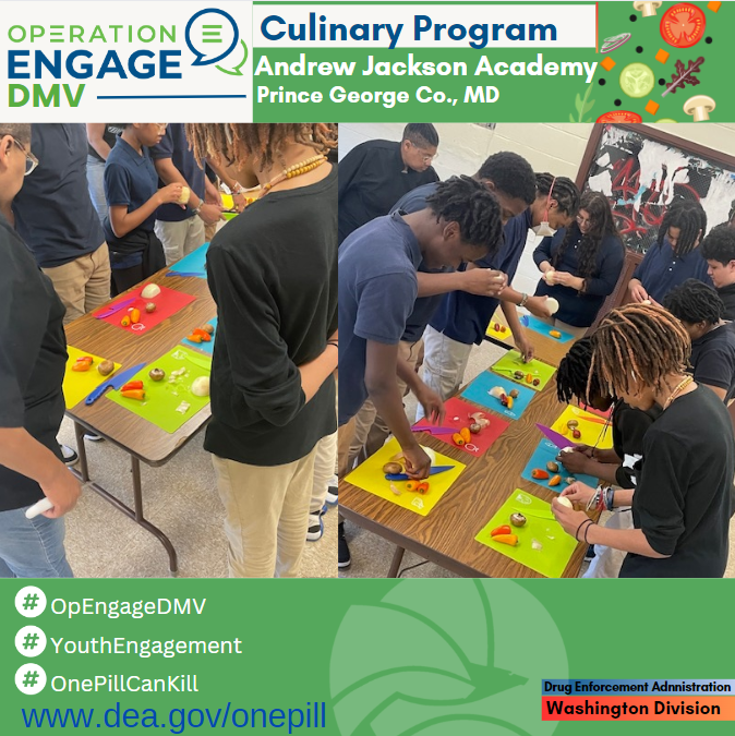 Cooking, learning & having fun with the students at the Andrew Jackson Acad. in PG Co., MD! #DEA #OpEngageDMV Culinary Program encourages to learn new skills, socialize & practice counting, fractions, measuring, science, vocabulary, and how to follow directions. @DEAEdFoundation