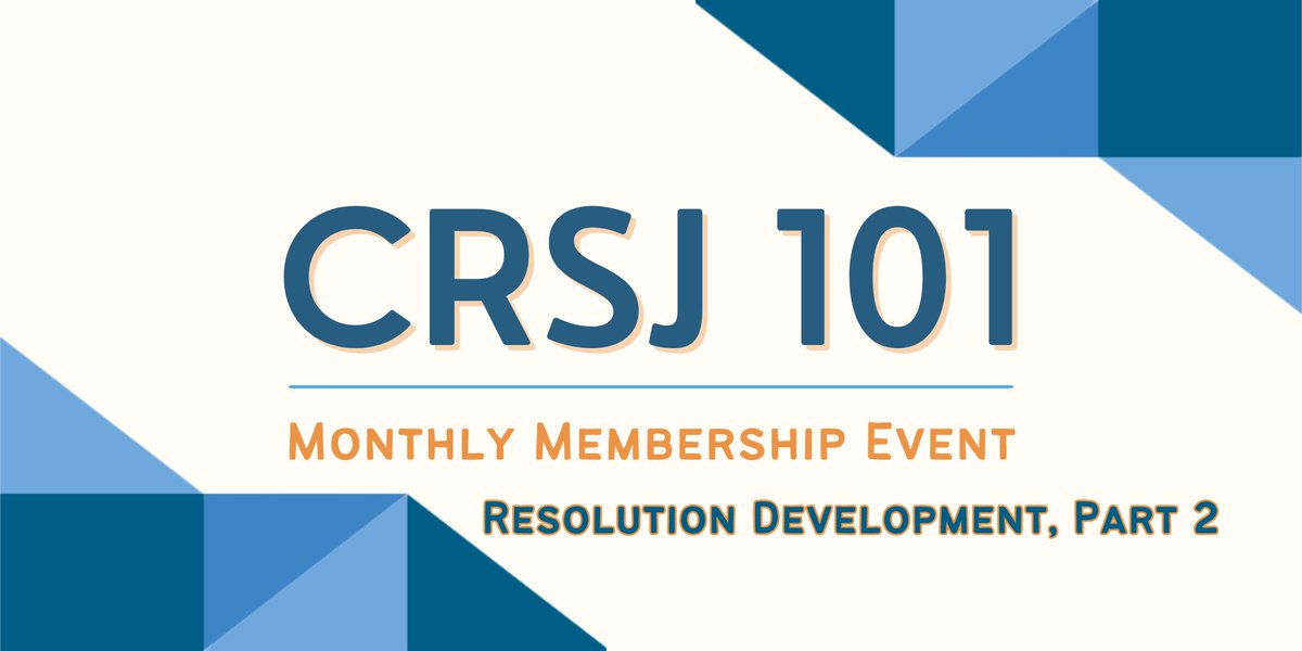 Monday, May 6 @ 3pm ET – Join us for CRSJ 101! CRSJ Council Member Dan Appelman will discuss resolution development. Tune in for an opportunity to ask any questions you may have and stay engaged in the crucial work happening across the Section! REGISTER ➡️ bit.ly/3uZ471K