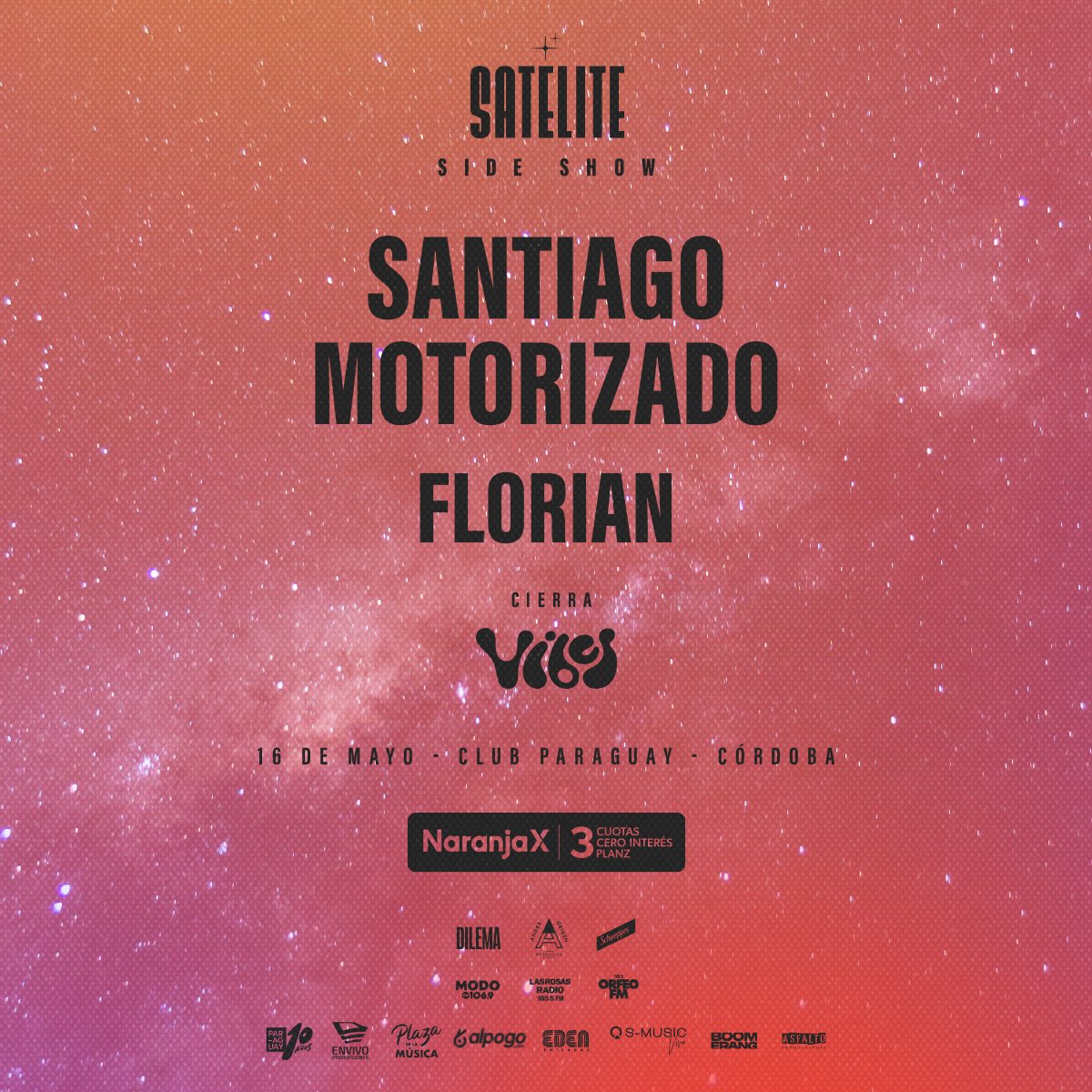 ATENCIÓN TERRÍCOLAS 🧑‍🚀 Una nave motorizada prepara un aterrizaje sorpresa en la ciudad de Córdoba… SANTIAGO MOTORIZADO + FLORIAN | 16/05 | CLUB PARAGUAY Con un cierre a pura fiesta con Party Vibes