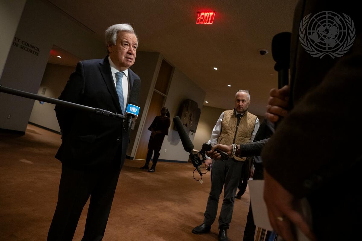 #WorldPressFreedomDay2024 is dedicated to the importance of journalism and freedom of expression in the global environmental crisis @antonioguterres briefs press prior to a Security Council meeting on #climatechange and #foodinsecurity in February UN Photo/Manuel Elías