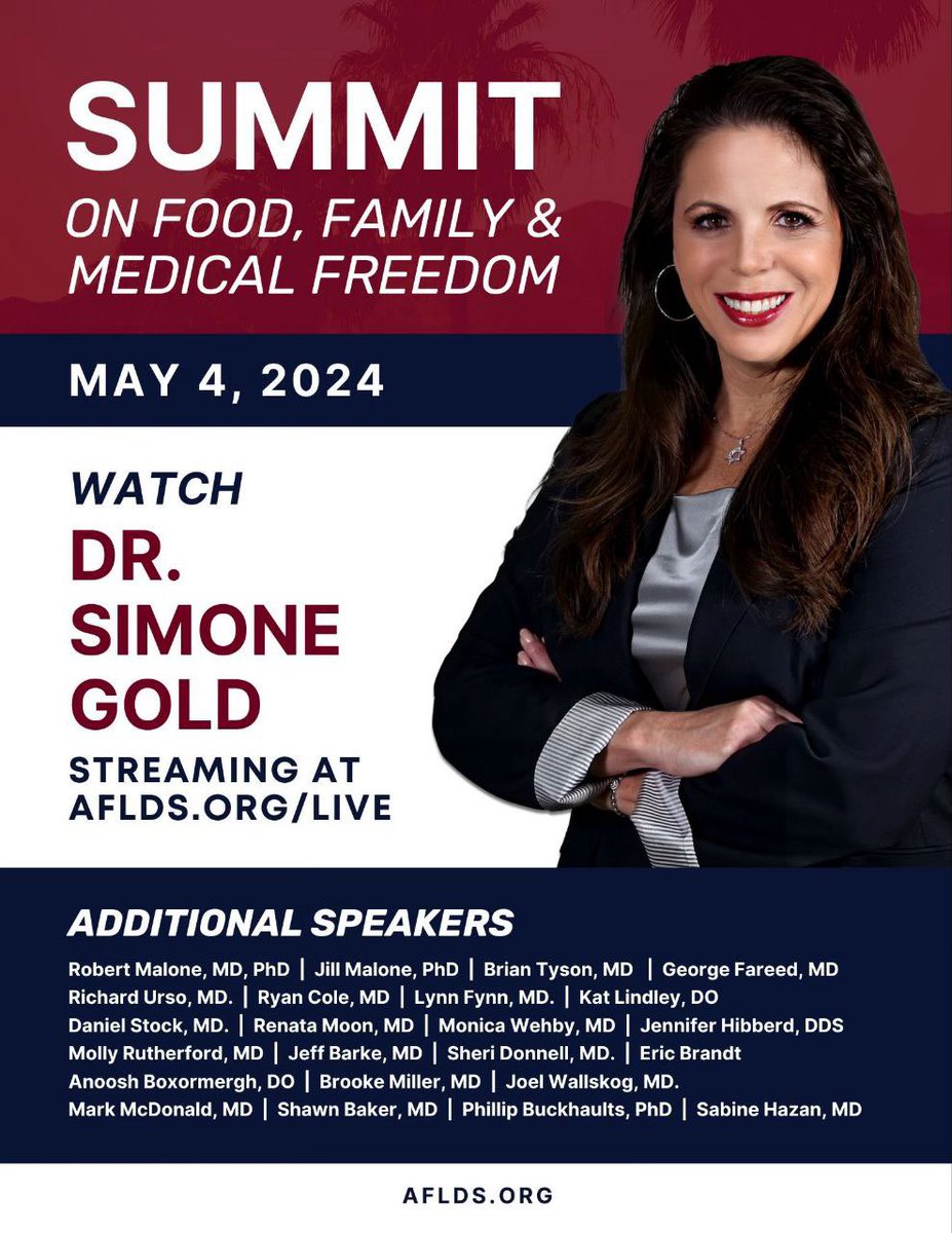 Tomorrow, I will be speaking at the Summit on Food, Family & Medical Freedom, which is streaming worldwide! Come join our panel of speakers to unravel the tangled propaganda web of the Medical Industrial Complex. Let’s Drain the Science Swamp! AFLDS.org/live - 3 pm PST