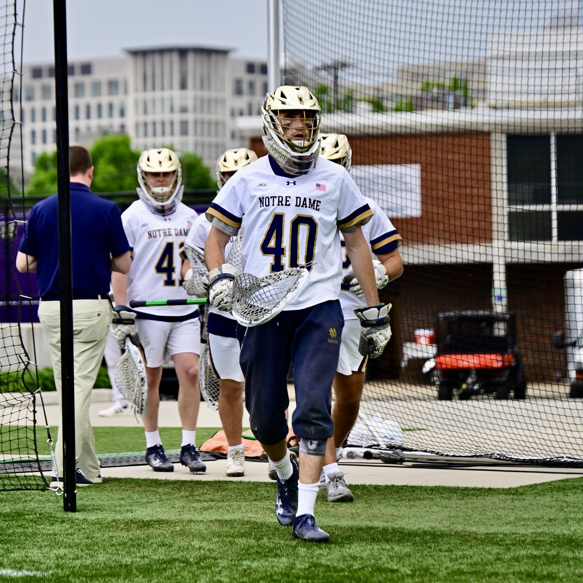 Uniform Note: Liam Entenmann is wearing #40 to honor the late Mike Sennett. The honor is voted on each season by the team.  

#GoIrish☘️