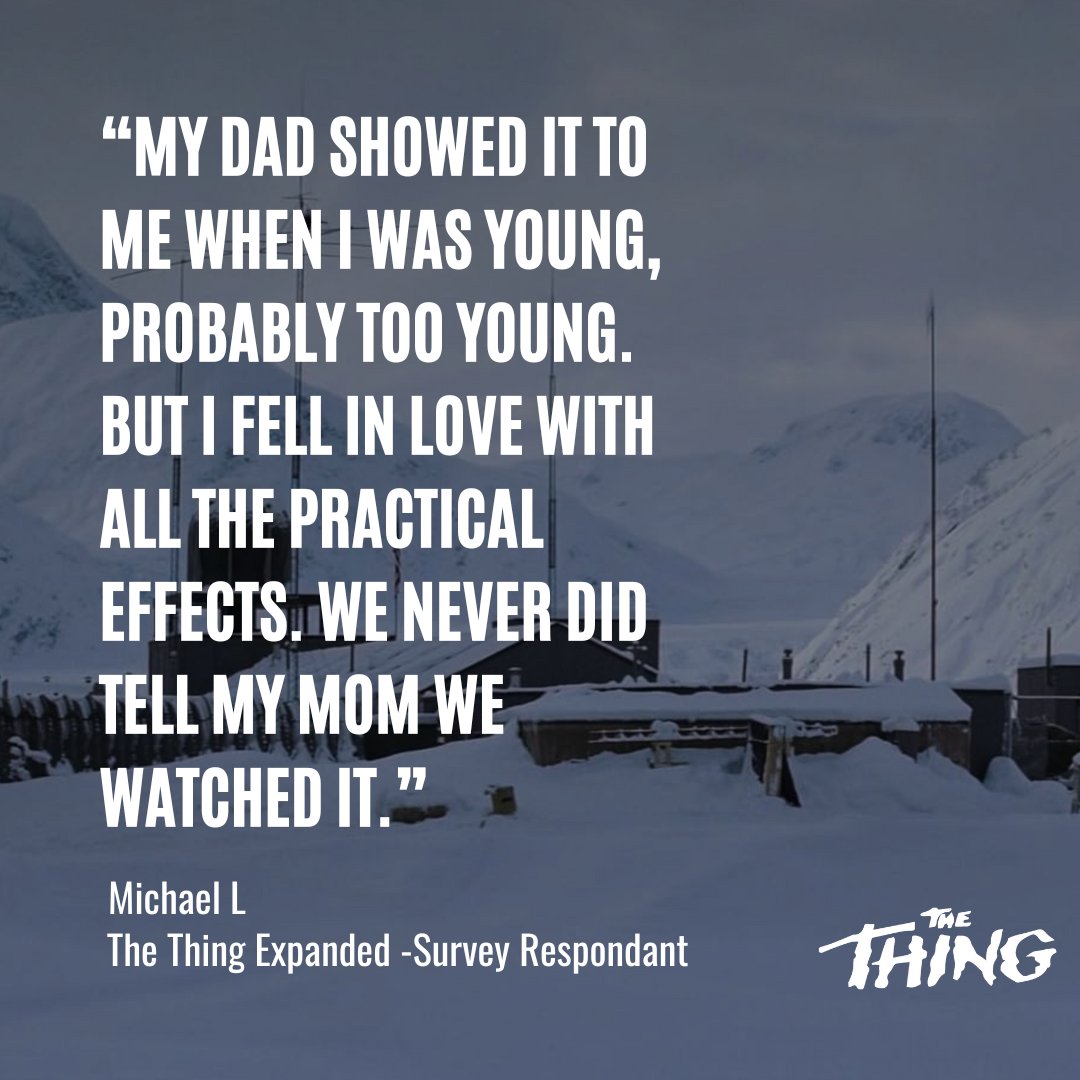 Recall your first encounter with 'The Thing' (1982)? Follow @thingexpanded, share your story in our survey & join our docu!

👉 bit.ly/47qkms2

#thething #thething1982 #johncarpenter #horrormovies  #SciFiHorror  #PracticalEffects #80sHorror #CultClassics