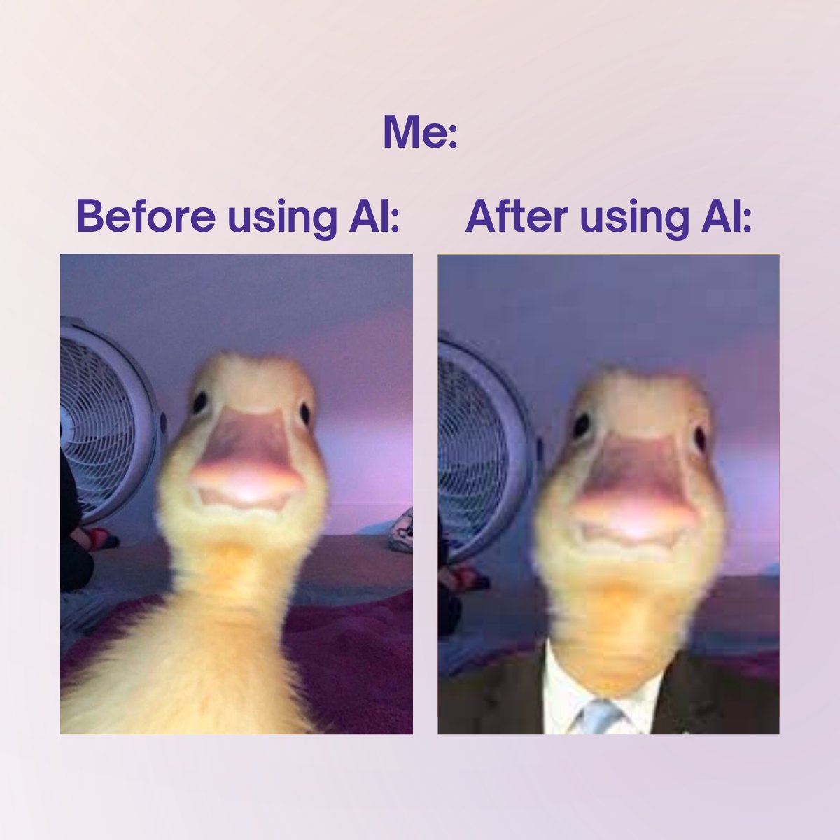 Because professionalism matters 🦆👔⁠
⁠
#paragraphai #aimeme #artificialintelligence #aitrends #aitools #aimemes #aifunny #airelatable #aibesttools #workmeme #workmemes #workhumor #workjokes #relatable #relatablememes