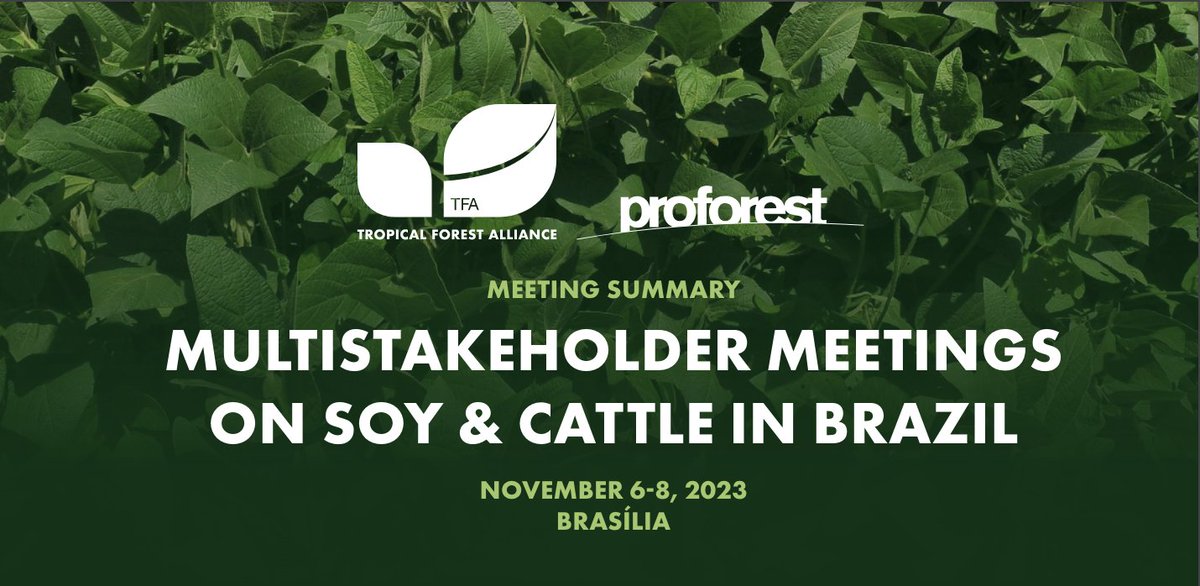 Last November, Tropical Forest Alliance convened a series of multistakeholder meetings in Brasilia. Key numbers ⬇️ 3-day event 15 meetings 140 participants from #Brazil, China, Europe and North America Read the summary here: tropicalforestalliance.org/assets/Uploads… #Deforestation #Soy #Cattle