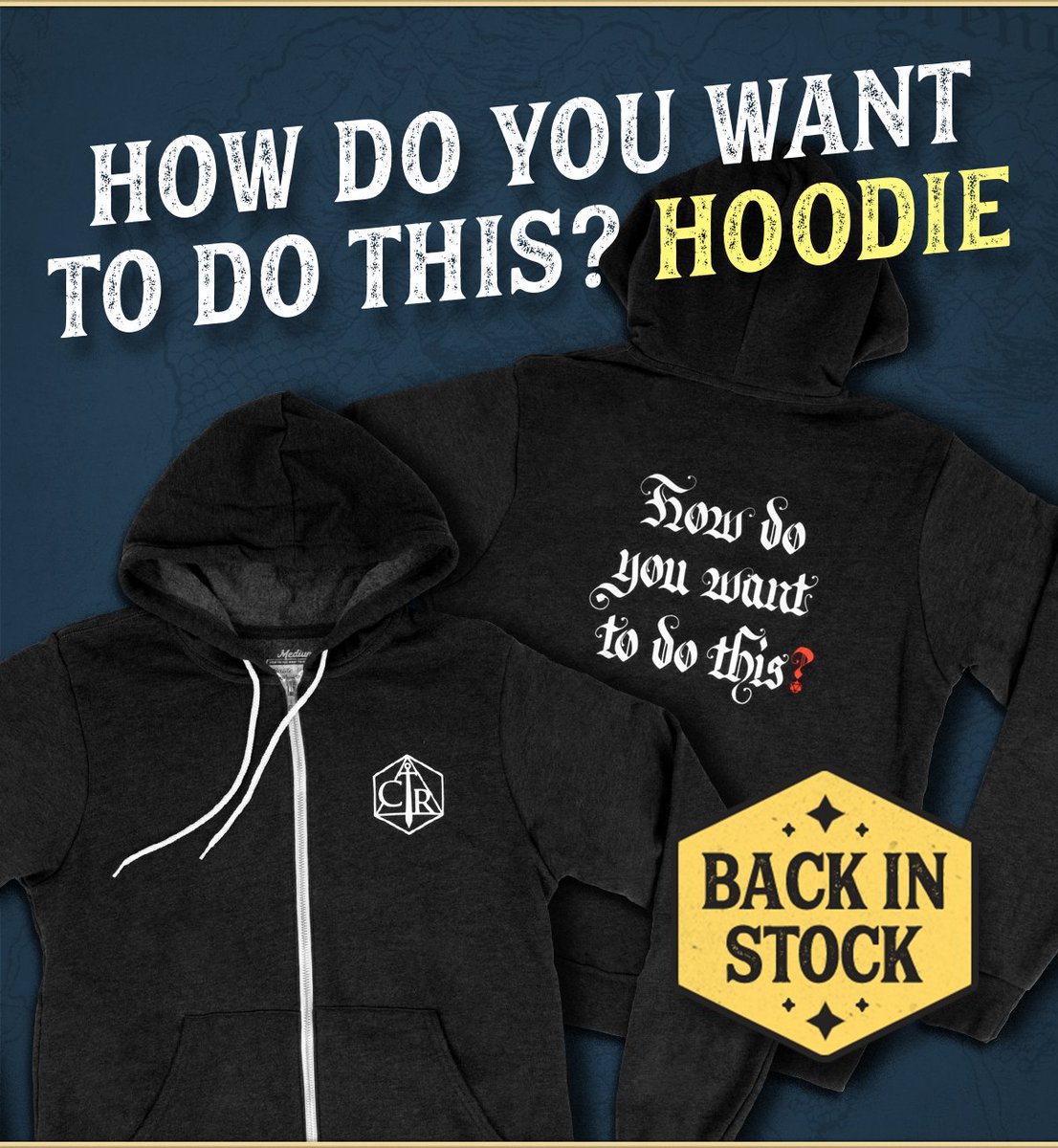 🎲 RESTOCK ALERT 🧥 Our casual-cool How Do You Want To Do This? Hoodie is back in our shops with the all-important question emblazoned on back! 🇺🇸 shop.critrole.com 🇬🇧 shop.critrole.co.uk 🇨🇦 canada.critrole.com 🇦🇺 shop.critrole.com.au 🇪🇺 shop.critrole.eu