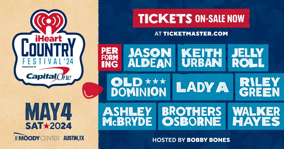 We're thrilled to announce that Hulu is the official streaming partner of the 2024 @iHeartCountry Festival! Tomorrow, May 4th, join for an unforgettable night of music LIVE from the Moody Center in Austin, TX. Get tickets now! zurl.co/okC3 or MoodyCenterATX.com.