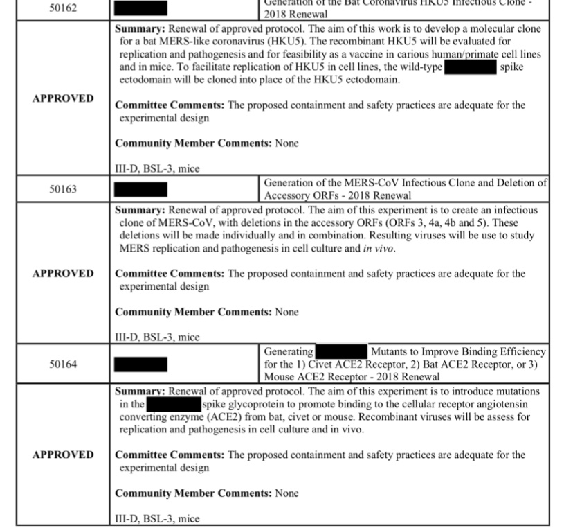 The Baric lab was making bat SARSr-CoV infectious clones and modifying them to broaden host range or increase infectivity of certain hosts. Behold, Baric’s gain of function research of concern history from 2016-2024
