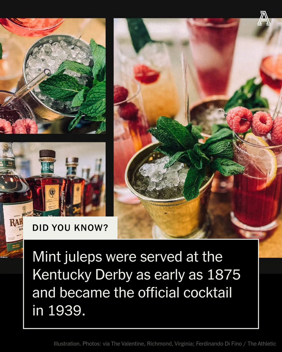 It is estimated that roughly 120,000 mint juleps are sold annually at the Kentucky Derby. But did you know some of the most well-known juleps were made by Black bartenders, particularly in Virginia in the 1820s? @mr_jasonjones on its history: theathletic.com/5466088/2024/0…