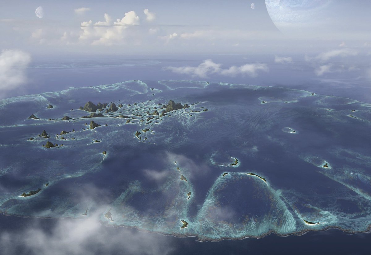 Full view of the atoll where the Metkayina village resides!

It is located close to 300 miles northeast of the rainforest where the Omatikaya live…Which is about 8 hours away by Ikran, including three one hour breaks for the Ikran to rest.

#Avatar #Avatar2 #AvatarTheWayOfWater