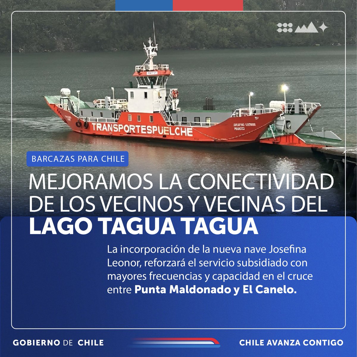 Trabajamos con las personas del Lago Tagua Tagua para lograr este hito de #BarcazasParaChile. Hoy junto al subsecretario <a href="/dazajorge01/">Jorge Daza Lobos</a>, el jefe #DTPR <a href="/AlanSepulvedaN/">Alan Sepulveda Neira</a> asistió a la inauguración de la nueva nave Josefina Leonor.

Más info en la siguiente nota:
dtpr.gob.cl/noticia?item=b…