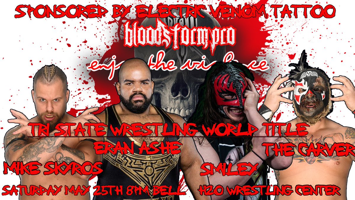 Update: Due to Shaun Smith no longer being available, we've decided to add Smiley to the Tri State Wrestling World Title match on May 25th! Sponsored by our friends at Electric Venom Tattoo (3101 NJ 42 in Sicklerville)