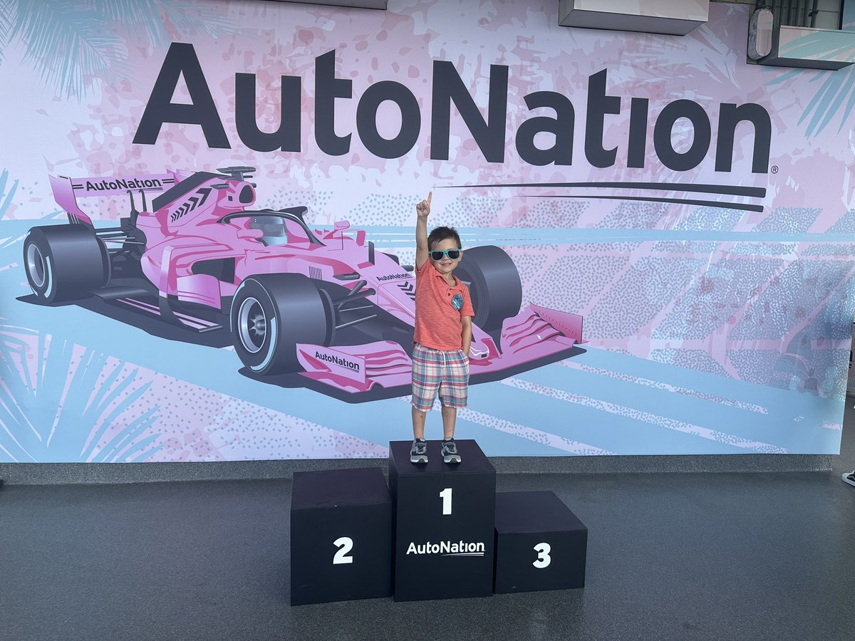 NathanMLedford's tweet photo. Cam knows where daddy got his Chevy @AutoNation. Feeling good @f1miami https://t.co/vXtzDCu3xY