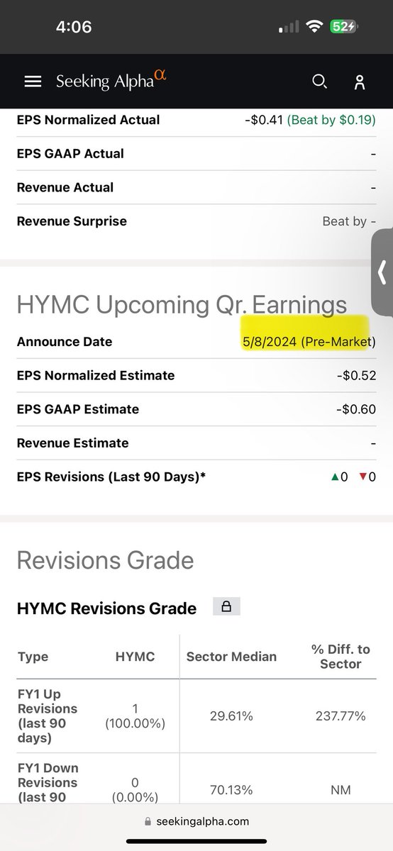 Can anybody confirm if $hymc earnings is the same date as $amc?