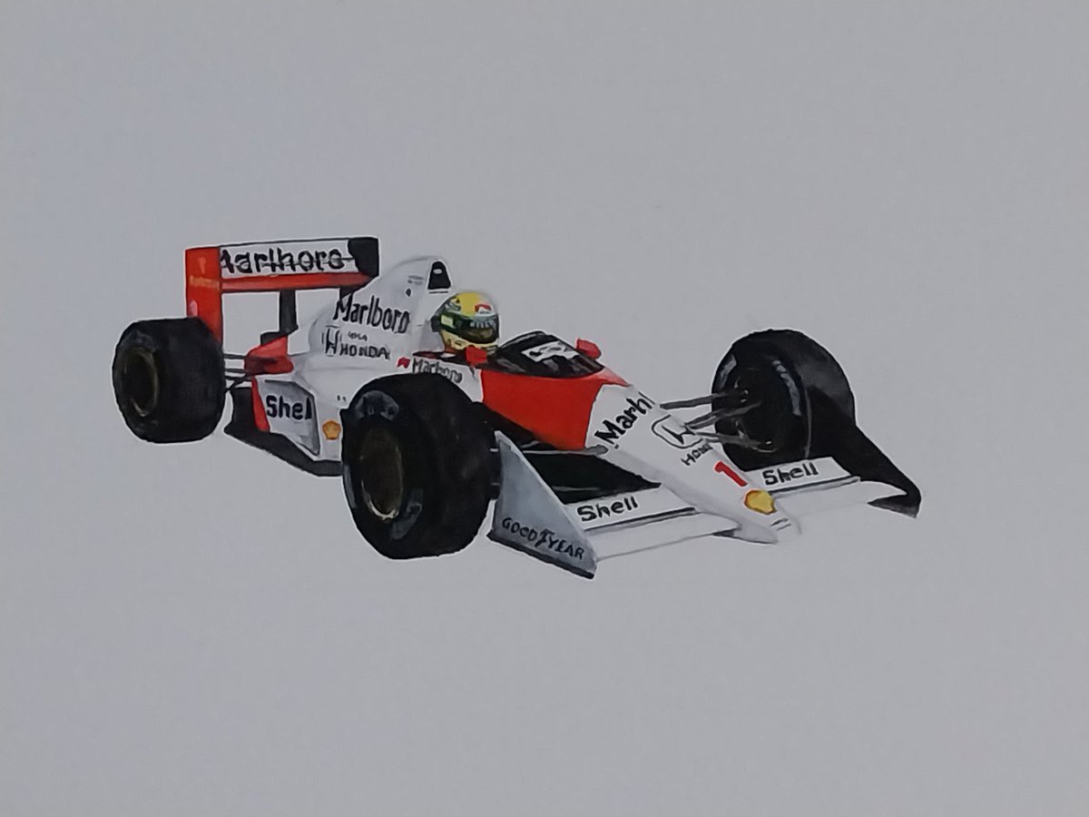 #AquarelleByMoiMême #watercolor #aquarelle #Formula1 Ayrton Senna, McLaren #Honda