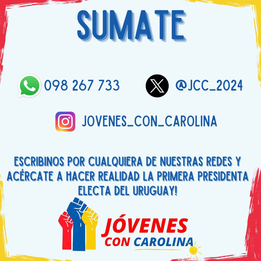 ❗️SUMATE❗️
#AlFrenteConCarolina
#JóvenesConCarolina