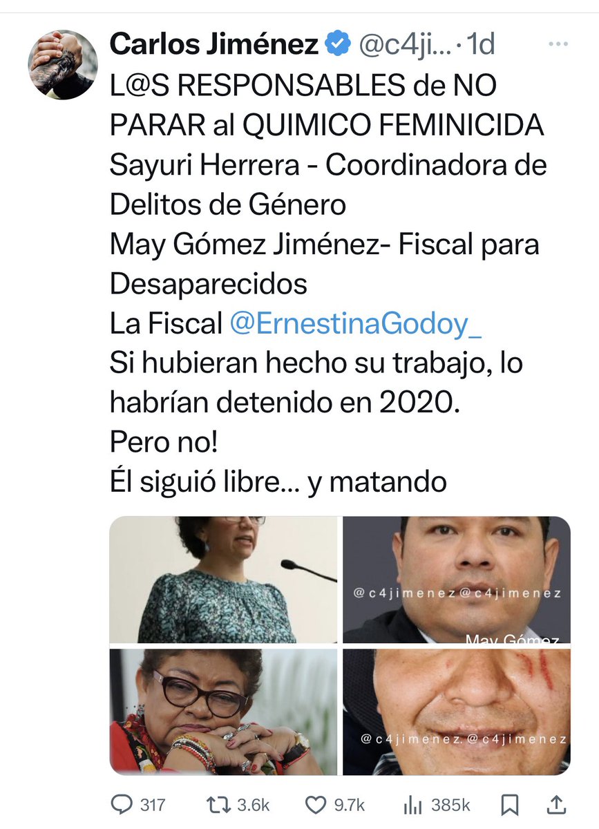 DE PENA la @FiscaliaCDMX
Por su incompetencia, el químico feminicida seguía libre, y asesinando.
Su falta de compromiso propició q más mujeres se sumaran a la lista de víctimas de feminicidio.
Pero @UlisesLaraLopez va a investigar a los q filtran datos, no a sus incompetentes!